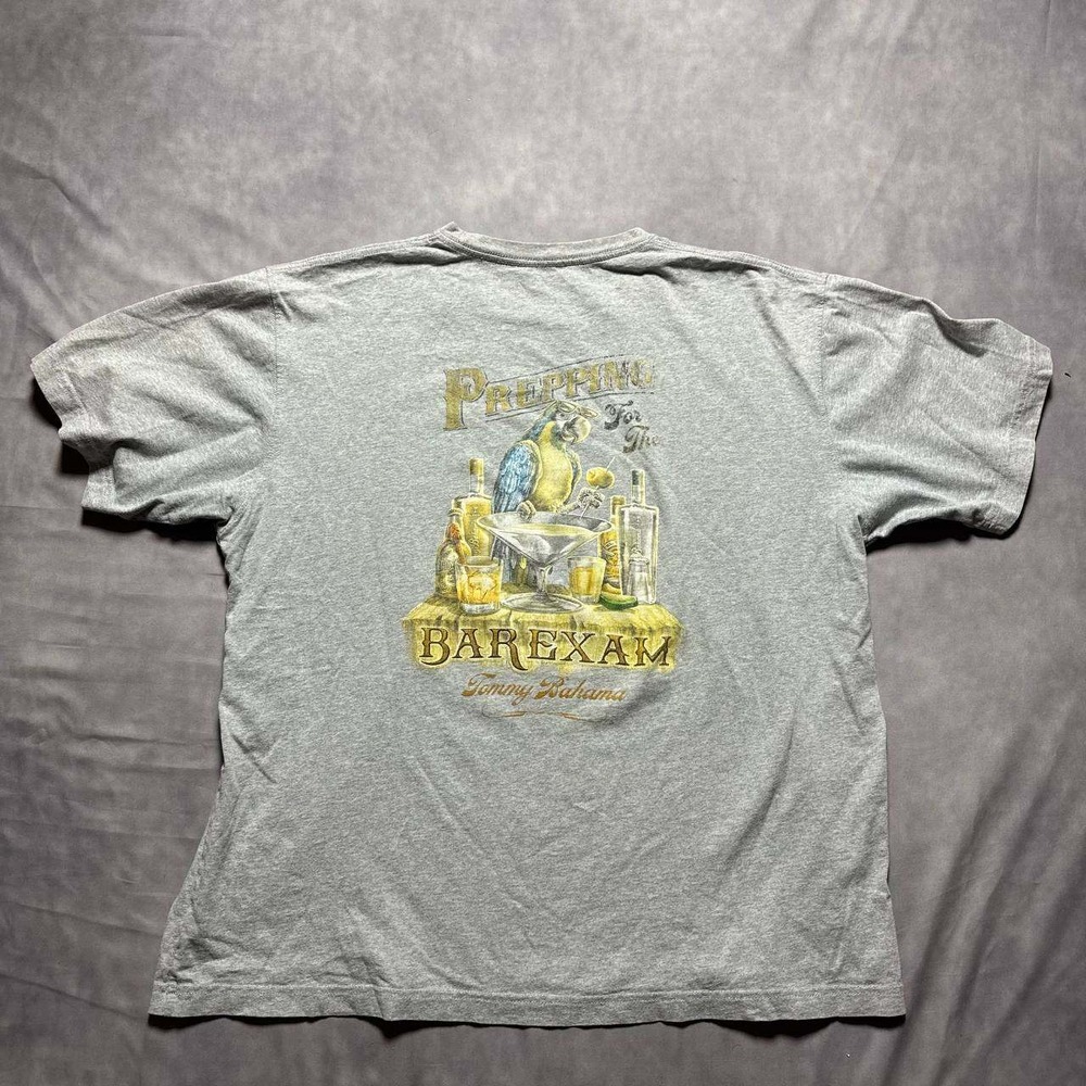 Tommy Bahama Mens Gray Prepping For‎ The Bar Exam Parrot Graphic T-Shirt Large